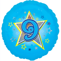 Blue Stars Number 9 Balloon