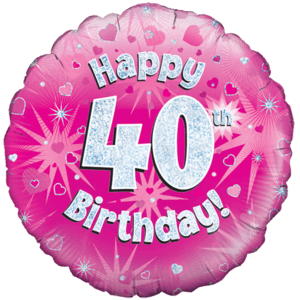 Happy 40th Birthday Girl Holographic Balloon Small Image