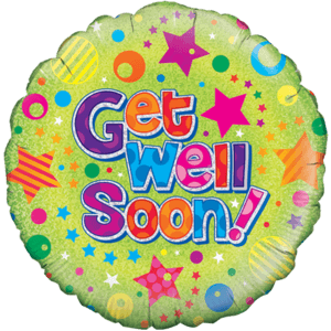 Colourful Get Well Soon! Holographic Balloon Small Image