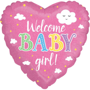 Welcome Baby Girl Holographic Balloon Small Image
