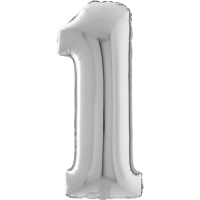 Large Silver 1 Balloon