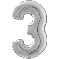 Large Silver 3 Balloon