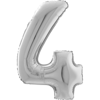 Large Silver 4 Balloon