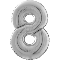 Large Silver 8 Balloon