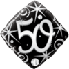 50th Birthday balloon with festive patterns.
